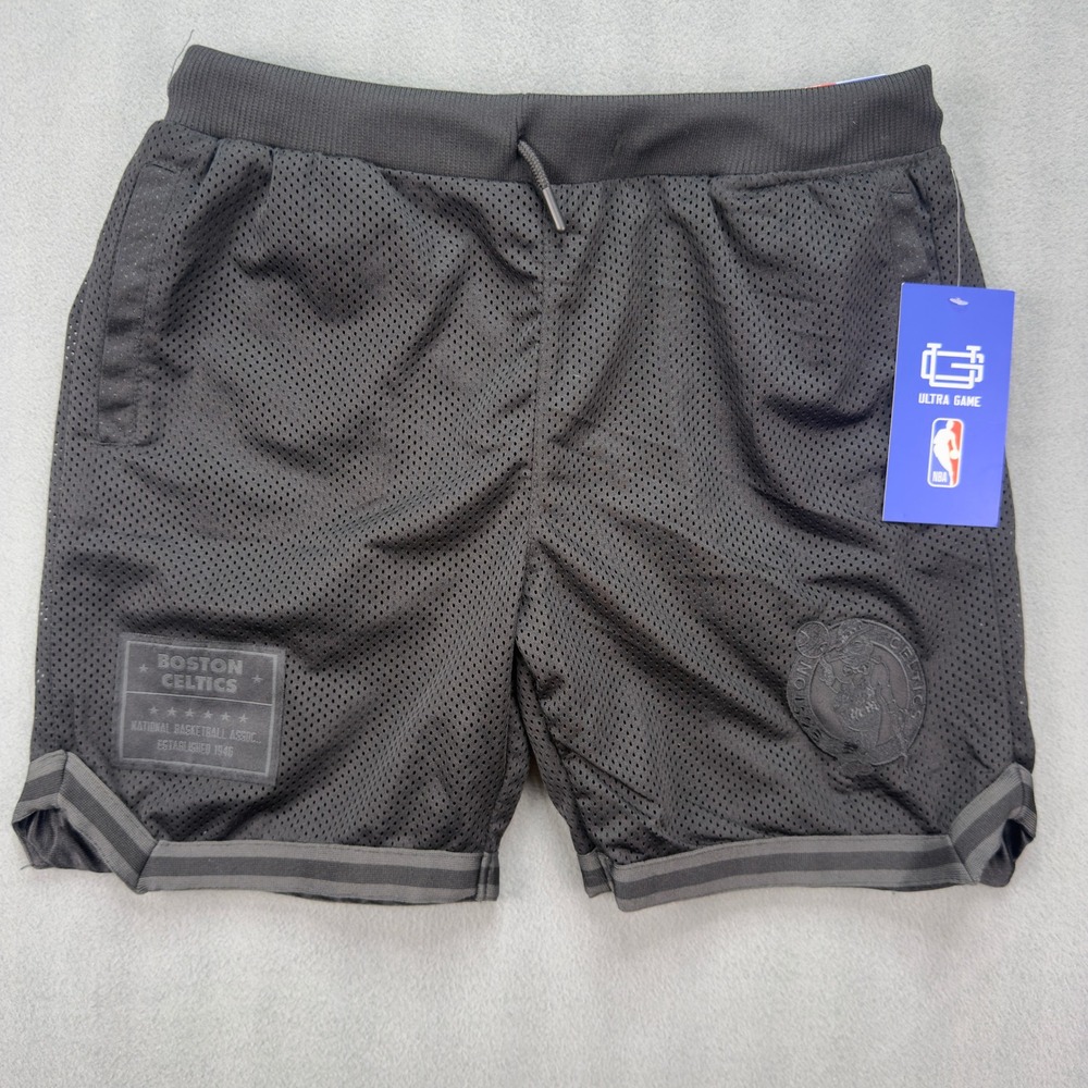 NBA Ultra Game Boston Celtics Heritage Basketball Shorts Black Mesh VSYH548S